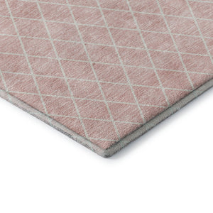 HomeRoots 10' X 14' Pink and Ivory Geometric Area Rug – Washable, UV-Protected, Stylish & Durable for Busy Homes 674119