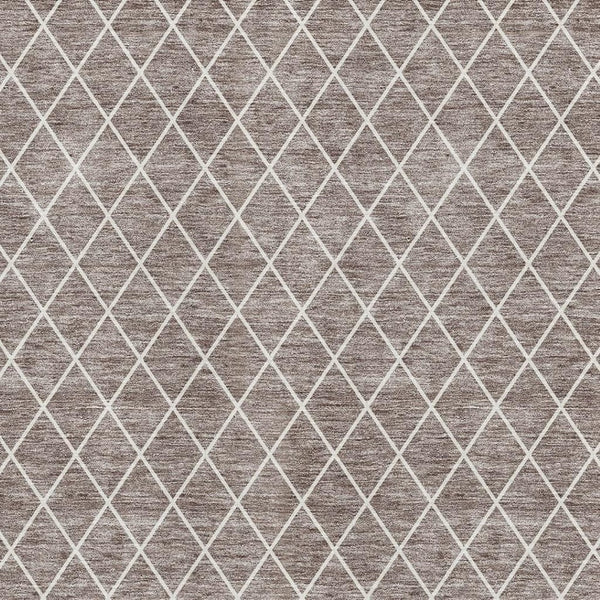 HomeRoots 5' X 8' Taupe and Ivory Geometric Washable Area Rug - Durable, UV-Protected, Modern Design for Any Space 674121