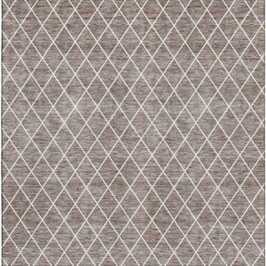 HomeRoots 8' X 10' Stylish Taupe and Ivory Geometric Washable Area Rug with UV Protection for Any Space 674123