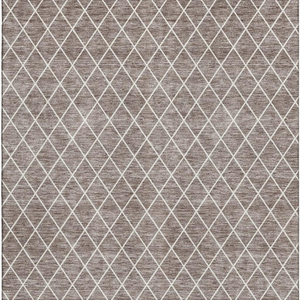 HomeRoots 8' X 10' Stylish Taupe and Ivory Geometric Washable Area Rug with UV Protection for Any Space 674123
