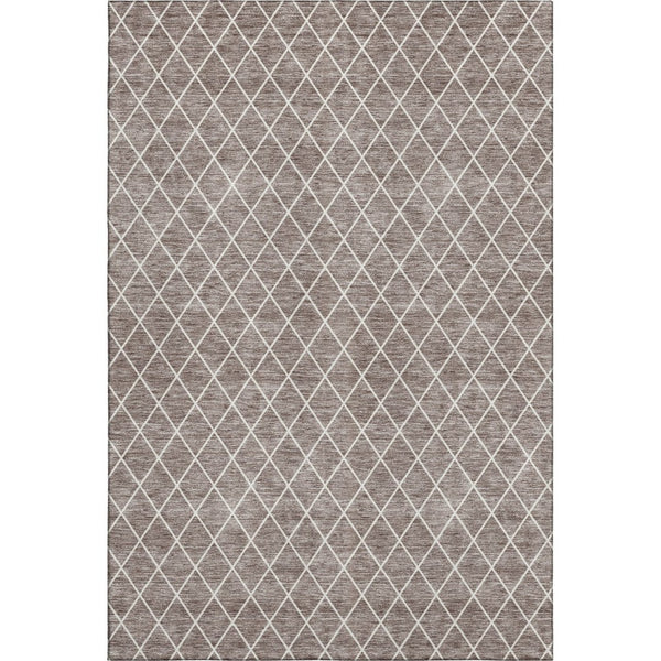HomeRoots 9' X 12' Taupe & Ivory Geometric Washable Area Rug - Durable, UV-Protected & Stylish for Any Room 674124