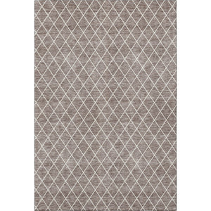 HomeRoots 9' X 12' Taupe & Ivory Geometric Washable Area Rug - Durable, UV-Protected & Stylish for Any Room 674124
