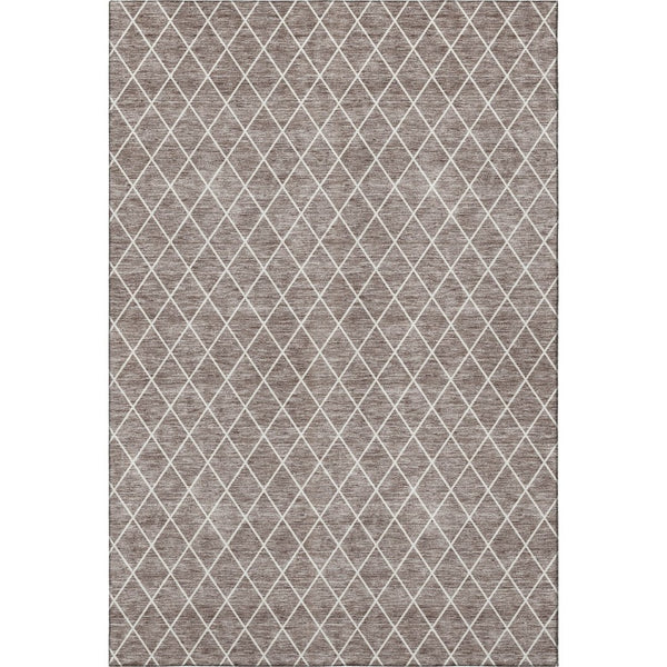 HomeRoots 9' X 12' Taupe & Ivory Geometric Washable Area Rug - Durable, UV-Protected & Stylish for Any Room 674124