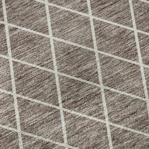 HomeRoots 10' X 14' Taupe & Ivory Geometric Area Rug - Durable, Washable, UV-Protected for Modern Spaces 674125