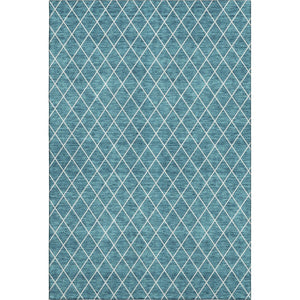 HomeRoots 8' X 10' Contemporary Teal And Ivory Geometric Area Rug - Durable, Washable & UV Protected Design 674129