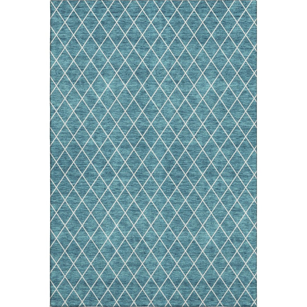 HomeRoots 8' X 10' Contemporary Teal And Ivory Geometric Area Rug - Durable, Washable & UV Protected Design 674129