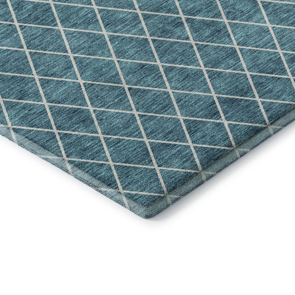 HomeRoots 8' X 10' Contemporary Teal And Ivory Geometric Area Rug - Durable, Washable & UV Protected Design 674129