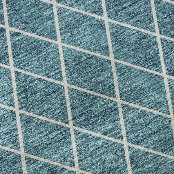 HomeRoots 8' X 10' Contemporary Teal And Ivory Geometric Area Rug - Durable, Washable & UV Protected Design 674129