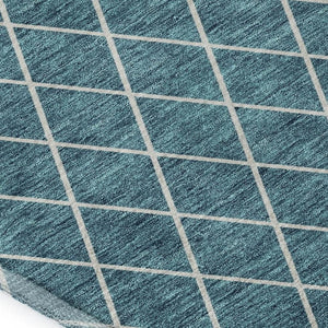HomeRoots 8' X 10' Contemporary Teal And Ivory Geometric Area Rug - Durable, Washable & UV Protected Design 674129