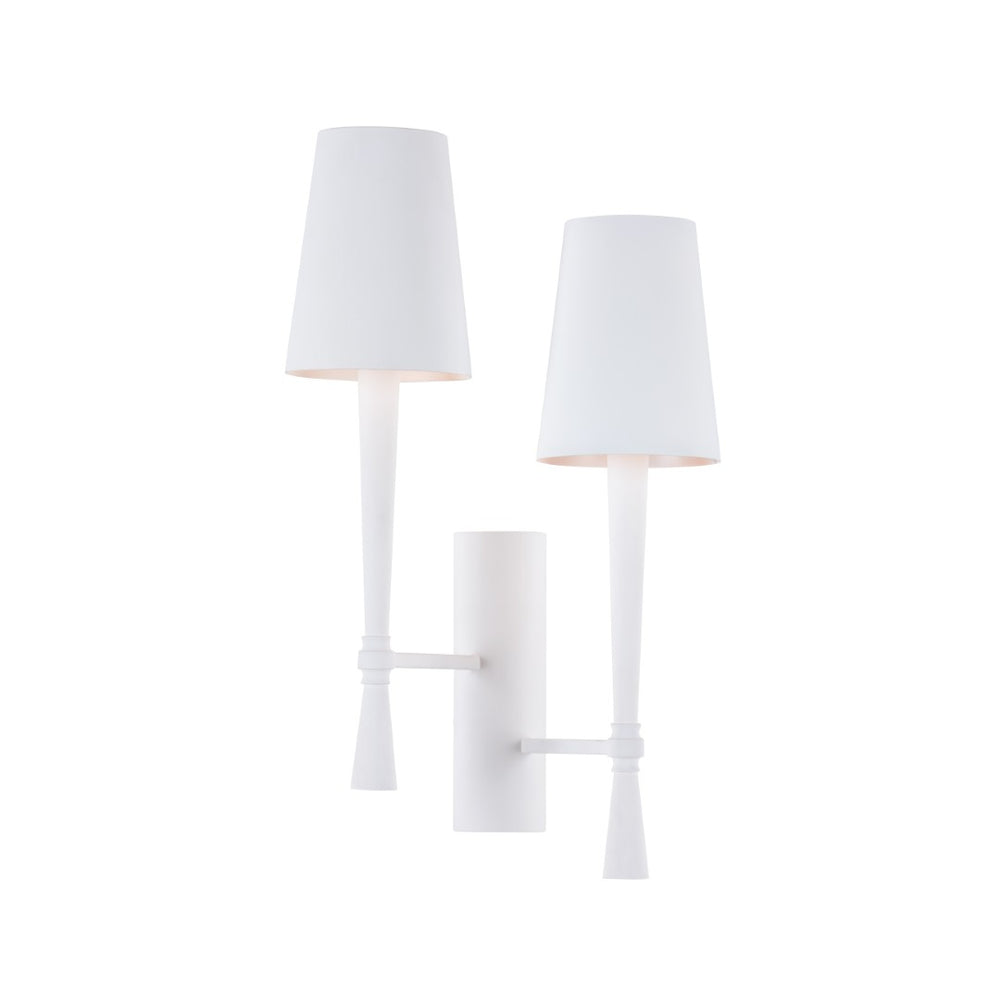 Wildwood Dumas Plaster Sconce Right-Facing Matte White Two-Light Wall Fixture — Rustic Sculptural Ambient Glow 67413