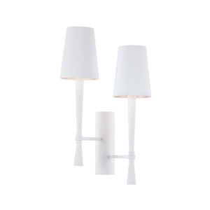 Wildwood Dumas Plaster Sconce Right-Facing Matte White Two-Light Wall Fixture — Rustic Sculptural Ambient Glow 67413