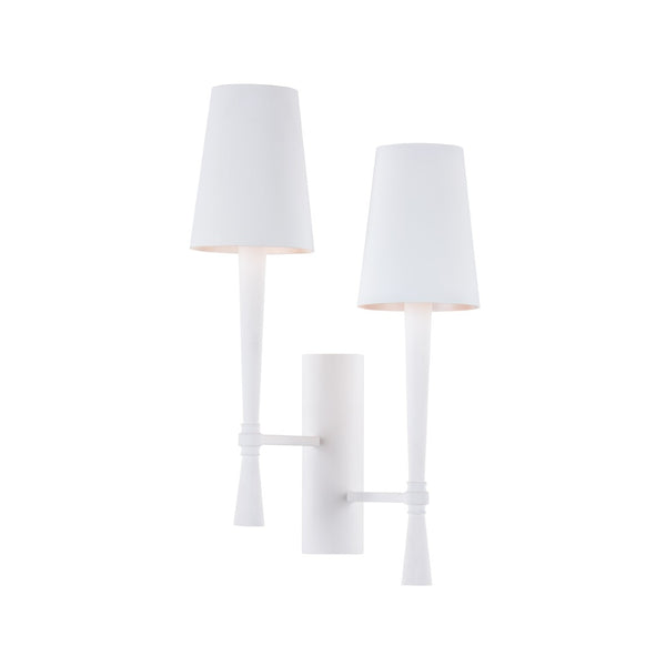 Wildwood Dumas Plaster Sconce Right-Facing Matte White Two-Light Wall Fixture — Rustic Sculptural Ambient Glow 67413