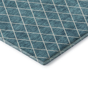 HomeRoots 9' X 12' Teal and Ivory Geometric Washable Area Rug – Stylish, Durable, UV-Protected for Families 674130