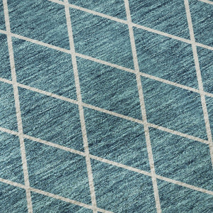 HomeRoots 9' X 12' Teal and Ivory Geometric Washable Area Rug – Stylish, Durable, UV-Protected for Families 674130