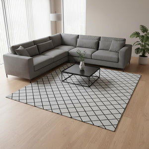HomeRoots 8' X 10' Stylish White and Black Geometric Washable Area Rug with UV Protection for Modern Homes 674135