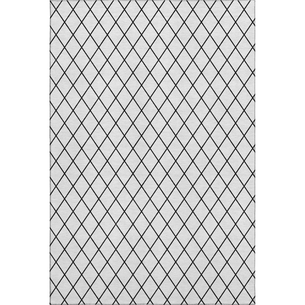 HomeRoots 10' X 14' Modern White and Black Geometric Washable Area Rug with UV Protection for Homes 674137