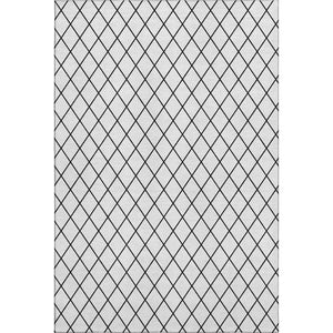 HomeRoots 10' X 14' Modern White and Black Geometric Washable Area Rug with UV Protection for Homes 674137
