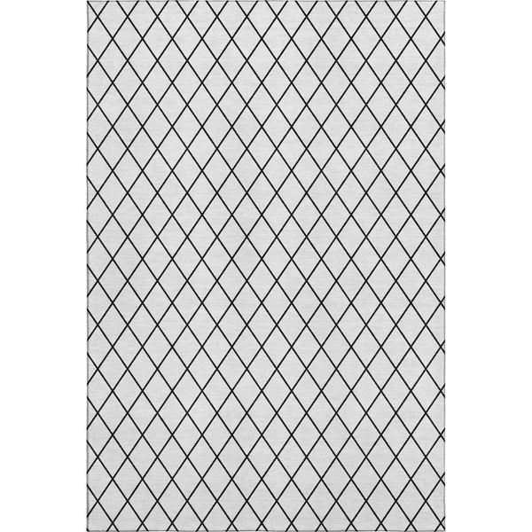 HomeRoots 10' X 14' Modern White and Black Geometric Washable Area Rug with UV Protection for Homes 674137