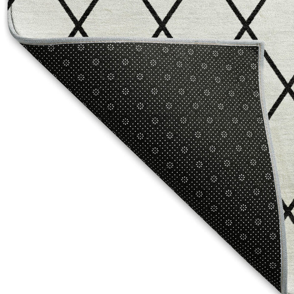 HomeRoots 10' X 14' Modern White and Black Geometric Washable Area Rug with UV Protection for Homes 674137