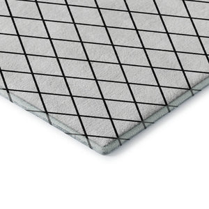 HomeRoots 10' X 14' Modern White and Black Geometric Washable Area Rug with UV Protection for Homes 674137