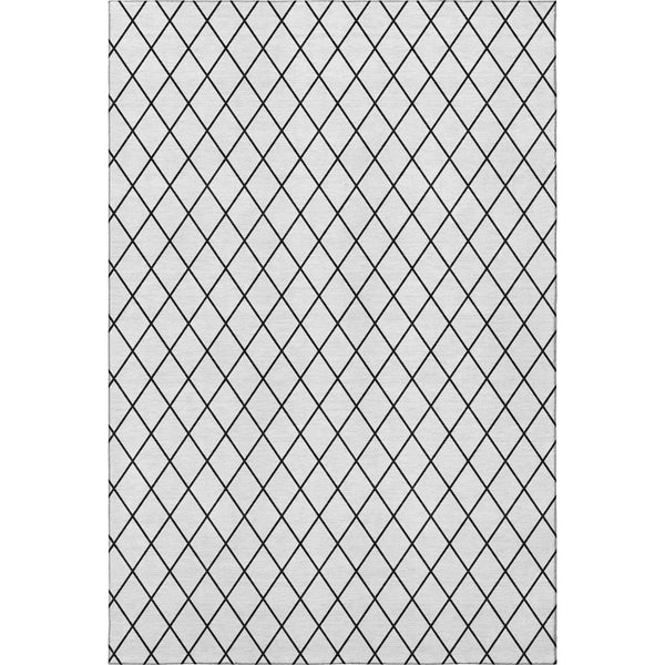 HomeRoots 10' X 14' Modern White and Black Geometric Washable Area Rug with UV Protection for Homes 674137