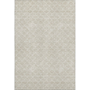 HomeRoots 5' X 8' Beige and Ivory Geometric Area Rug - Washable, UV Protected, Stain-Resistant for Busy Homes 674139
