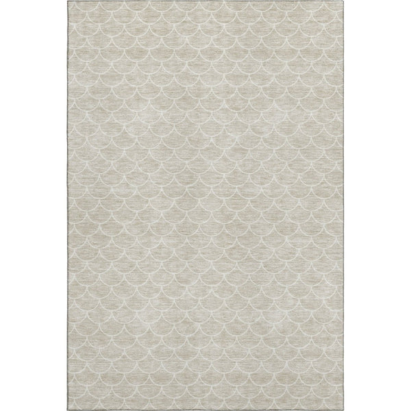 HomeRoots 5' X 8' Beige and Ivory Geometric Area Rug - Washable, UV Protected, Stain-Resistant for Busy Homes 674139