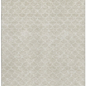 HomeRoots 5' X 8' Beige and Ivory Geometric Area Rug - Washable, UV Protected, Stain-Resistant for Busy Homes 674139