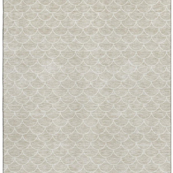 HomeRoots 5' X 8' Beige and Ivory Geometric Area Rug - Washable, UV Protected, Stain-Resistant for Busy Homes 674139