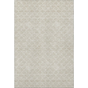 HomeRoots 5' X 8' Beige and Ivory Geometric Area Rug - Washable, UV Protected, Stain-Resistant for Busy Homes 674139