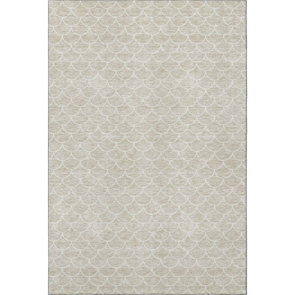 HomeRoots 5' X 8' Beige and Ivory Geometric Area Rug - Washable, UV Protected, Stain-Resistant for Busy Homes 674139