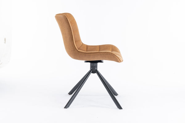 English Elm Mid-Century Modern Swivel Accent Chair Set Of 2 - Stylish, Durable Faux Leather Dining Chairs, Brown T3903P405996