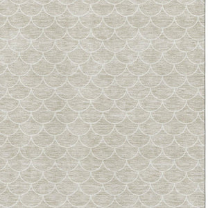 HomeRoots 9' X 12' Beige and Ivory Geometric Area Rug – Washable, Stain Resistant, UV Protected for Modern Homes 674142