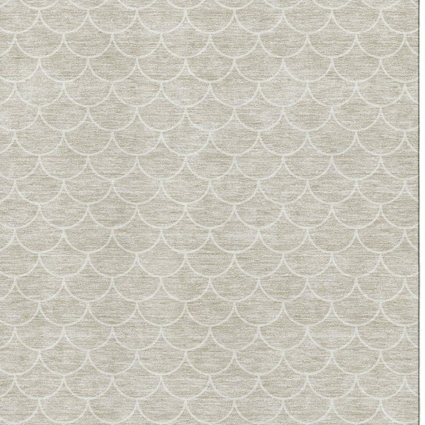 HomeRoots 9' X 12' Beige and Ivory Geometric Area Rug – Washable, Stain Resistant, UV Protected for Modern Homes 674142