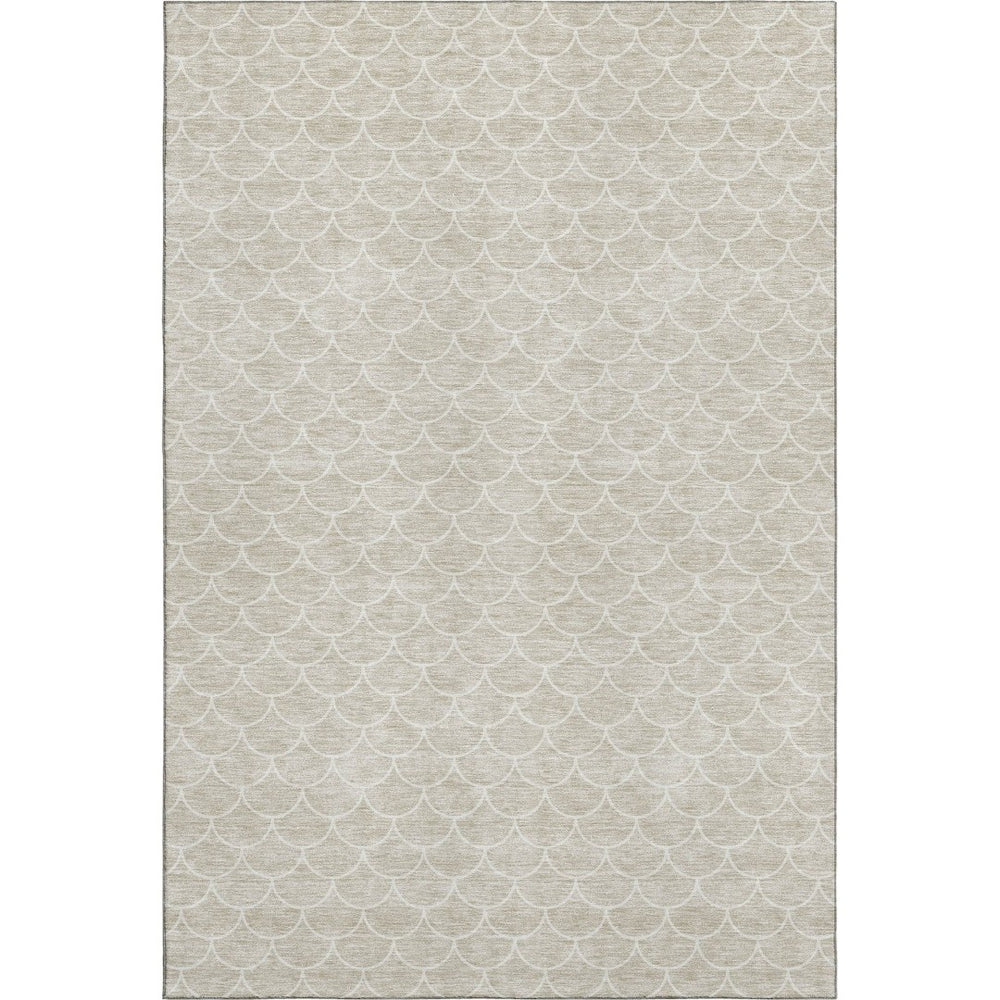 HomeRoots 10' X 14' Beige & Ivory Geometric Washable Area Rug - UV Protected, Stain Resistant for Family Spaces 674143