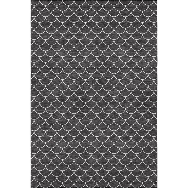 HomeRoots 8' X 10' Black and Ivory Geometric Area Rug - Stylish, Washable, UV-Protected for Modern Homes 674147