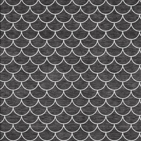 HomeRoots 9' X 12' Black and Ivory Geometric Area Rug - Washable, UV-Protected, Stylish for High-Traffic Areas 674148