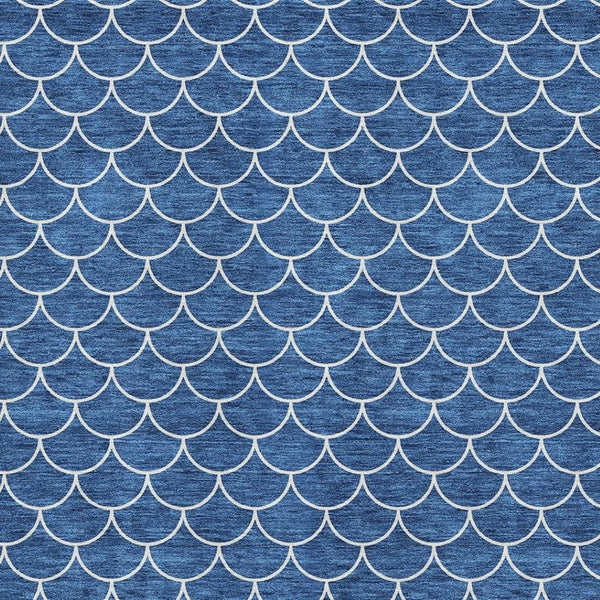 HomeRoots 5' X 8' Blue & Ivory Washable Geometric Area Rug – UV Protected, Stain-Resistant, Durable for Homes 674151