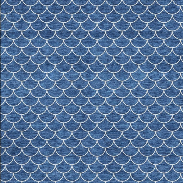 HomeRoots 5' X 8' Blue & Ivory Washable Geometric Area Rug – UV Protected, Stain-Resistant, Durable for Homes 674151