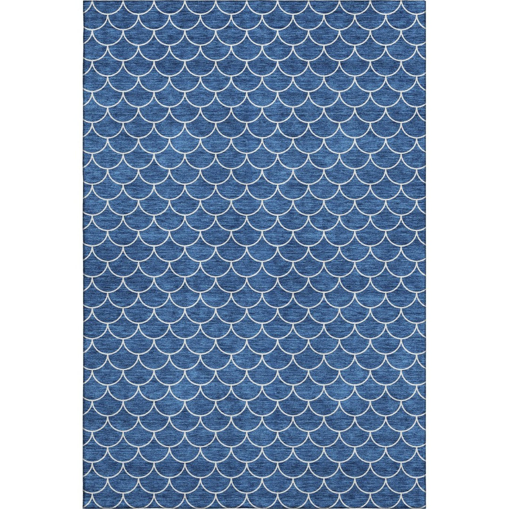 HomeRoots 10' Blue & Ivory Geometric Washable Area Rug – UV Protected, Durable, Perfect for Family Spaces! 674155