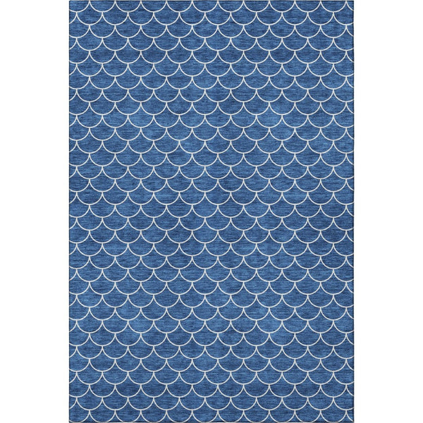 HomeRoots 10' Blue & Ivory Geometric Washable Area Rug – UV Protected, Durable, Perfect for Family Spaces! 674155