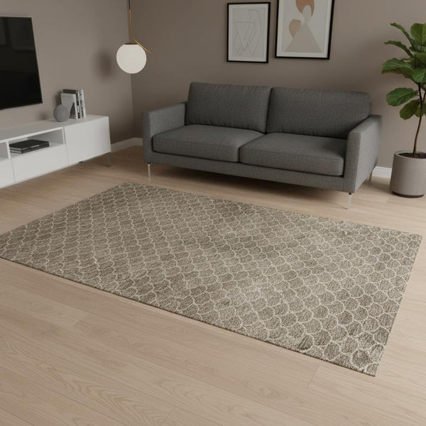 HomeRoots 5' X 8' Brown And Ivory Geometric Area Rug - Washable, UV-Protected, Stylish & Durable for Any Space 674157