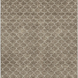 HomeRoots 5' X 8' Brown And Ivory Geometric Area Rug - Washable, UV-Protected, Stylish & Durable for Any Space 674157