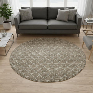 HomeRoots 8' Brown and Ivory Geometric Area Rug - Washable, UV-Protected, Perfect for High-Traffic Homes! 674158