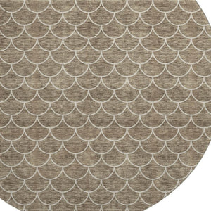 HomeRoots 8' Brown and Ivory Geometric Area Rug - Washable, UV-Protected, Perfect for High-Traffic Homes! 674158