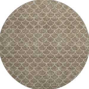 HomeRoots 8' Brown and Ivory Geometric Area Rug - Washable, UV-Protected, Perfect for High-Traffic Homes! 674158
