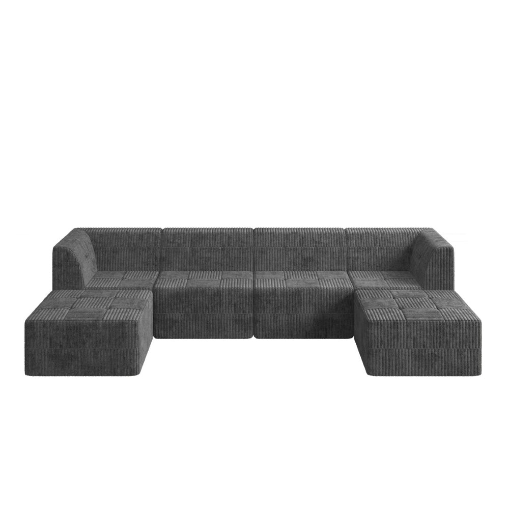 English Elm U Shape Modular Sectional Sofa - Space-Efficient, Modern Corduroy Couch For Living Room & Bedroom Comfort W487S00267-GIGA