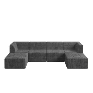 English Elm U Shape Modular Sectional Sofa - Space-Efficient, Modern Corduroy Couch For Living Room & Bedroom Comfort W487S00267-GIGA