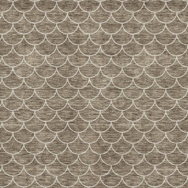 HomeRoots 9' X 12' Washable Brown and Ivory Geometric Area Rug with UV Protection for High-Traffic Spaces 674160