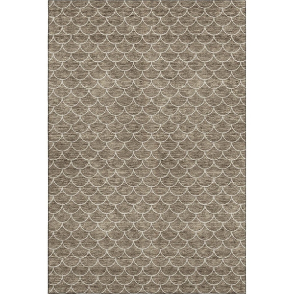 HomeRoots 10' Brown & Ivory Geometric Washable Area Rug - UV Protection, Stain Resistant, Perfect for Kids & Pets! 674161
